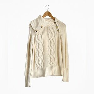 Vintage Falls Creek CableKnit Sweater Cream Fisherman Collared Cozy Cottagecore